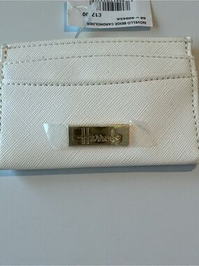 Harrods Novello White Card Holder with Gold Plaque NWT